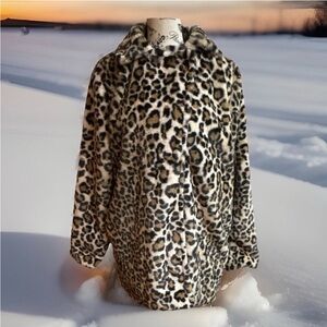 Leopard Print Faux Fur Coat